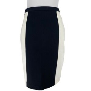 Thalian Womens Black White Colorblock Pencil Skirt Side Zip‎ Ponte Knit Size 4